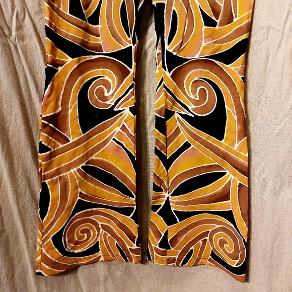 Vtg 90s One of a kind, psychedelic batik dyed spandex flares, size L, EUC - Picture 4 of 8